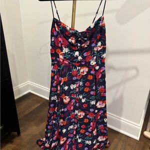 Yumi Kim Floral Midi Dress - Navy and Pink